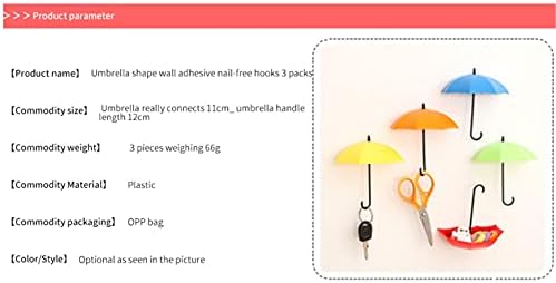 3 Опаковки Цветен Чадър Държач За Ключове, Ключ Висящи Притежателите Декор Пластмасови Стенни Куки Закачалка За Ключове