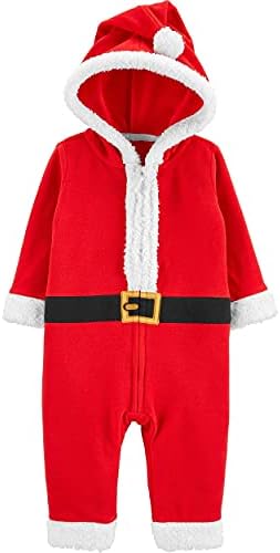 Carter's Baby Boys or Girls Long sleeves Hooded Fleece Santa Suit, Червен, Размер на Новороденото