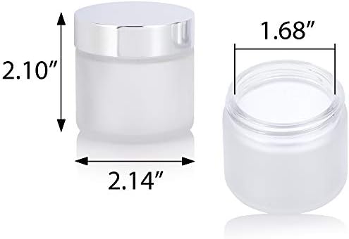 Матово Прозрачен дебела стъклена директен еднопосочен банка със Сребърен Метален капак Overshell - 2 мл / 60 мл (24 опаковка)
