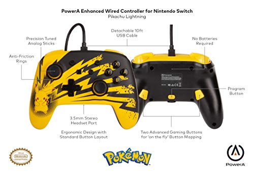 PowerA Pokemon Enhanced Жичен контролер за Nintendo Switch - Pikachu Светкавица - Nintendo Switch