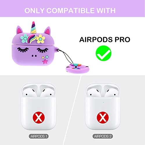 Съвместимост с Airpods PRO Case, Artibox 3D Unicorn Case Сладко Cartoon Cover Противоударная Защитна Кожа слушалки за момичета, Жени, Деца(3StarRainbow-Up-Лилаво)