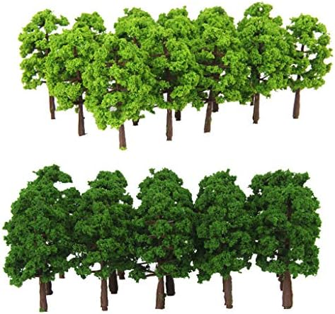 Fancyes 40шт Пластмасови Зелени Дървета Парк Архитектура Природа ДИОРАМИ 1/150 Guage