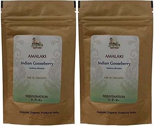 AMALAKI Powder (USDA Certified Organic) Ayurvedic Herb Emblica officinalis Fruit Powder - 100g Zip-Lock Pouch (Pack of 2) by Gopala Аюрведа