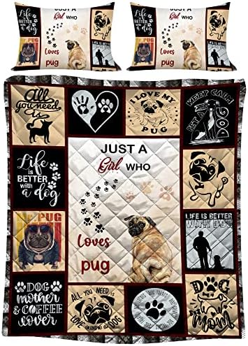Just A Girl Who Обича Pug Customized Personalized (Single, Throw, Близнак, Queen, King, Size) Quilt Blanket Bedding Sets,