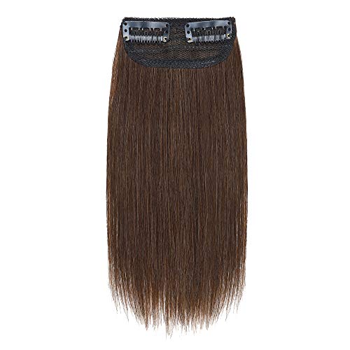 Hairro Clip in Mini Human Hair Extensions for Men and Women Adding Volume #4 Medium Brown 8 Inch Seamless Highlight Clip in Wiglet Hair Filler Къси Преки изкуствена коса