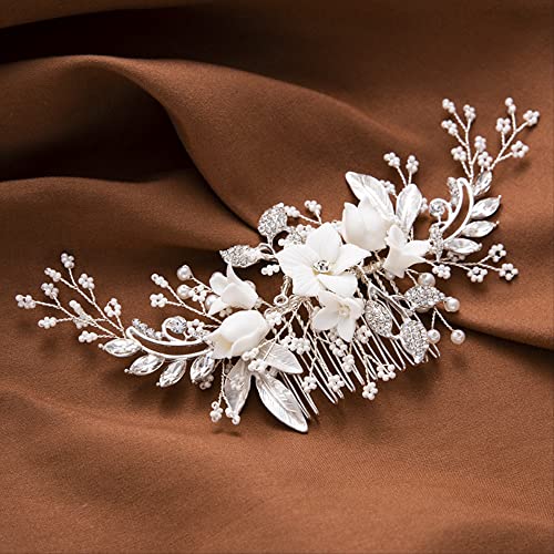 HHBB Сватбен гребен за коса, украсена с пайети и перли, мода, елегантни и красиви сватбени аксесоари