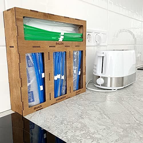 Дървена Храна Ziplock Чанти Титуляр За Съхранение на Кутии За Съхранение на Организатор за Бокс - Подходящ за Сандвич