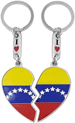 Адаптивни Венецуела Сърцето на 7 Звезди Знаме Сърцето Ключодържател с всяка друга страна
