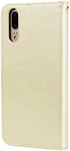 Калъф за мобилен телефон с розов релефни Хоризонтален Флип ПУ Кожен калъф Huawei P20, с държач и слотове за карти и чантата (зелен) (Цвят : злато)