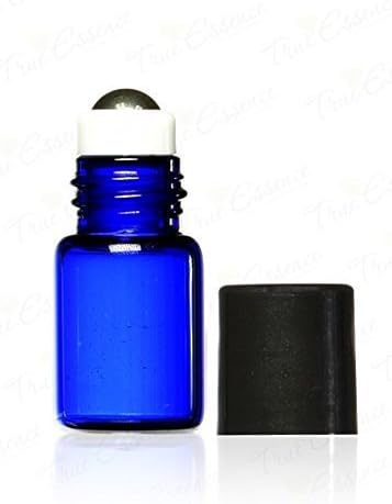 True Essence 3 мл (3/4 Dram) Кобальтово-синьо стъкло Micro Mini Roll-on Стъклени бутилки с Метални Ролетни топки - Множество