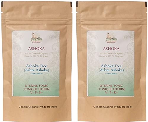 GOPALA АЮРВЕДА ASHOKA Powder (USDA Certified Organic) Ayurvedic Herb Saraca indica Powder - 100g Zip-Lock Pouch (Pack of 2)