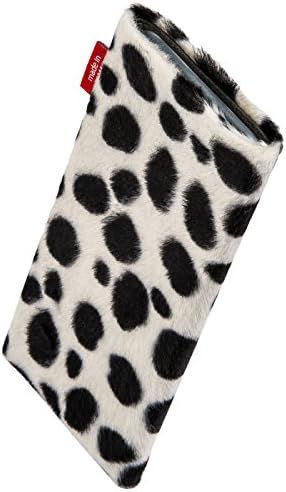 fitBAG Bonga Dalmatian Custom Tailored Sleeve for Apple iPhone 12 Pro Max/iPhone 13 Pro Max | Made in Germany | Fine Imitation Fur Pouch case