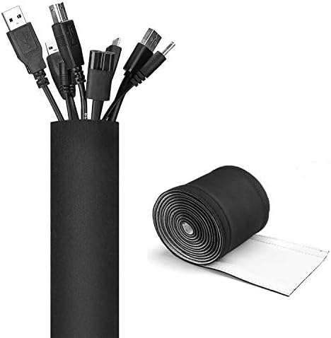 JOTO 10.83 ft Cable Management Sleeve, Cuttable Neoprene Cord Management Organizer System, Flexible Кабел Wrap Cover Тел