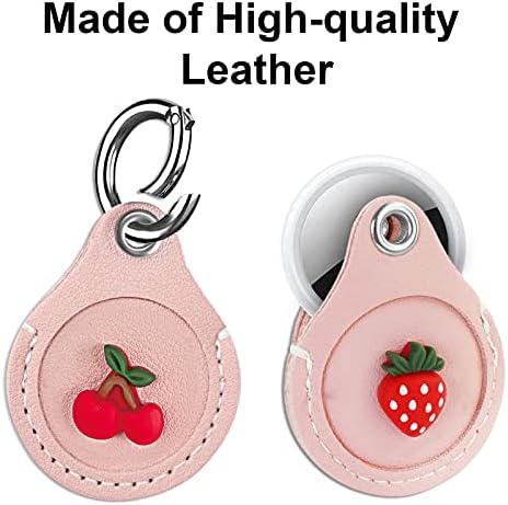 Ebingoo 2PCS Anti-Lost Airtag Ключодържател Cover with Leather Airtag Case Сладко Cartoon Airtag Key Ring Airtag Accessories Stylish Airtags Case Air Tag Ключодържател for GPS Tracker Device (Pink)...