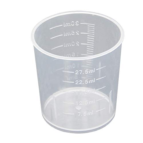 Bettomshin 14Pcs 30ml Metric Plastic Beakers, Lab Beakers Liquid Measuring Cups Graduated Multiple Mixing Cups for Transparent