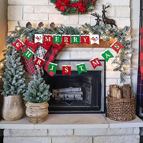 Коледна Украса за дома, хогардек весела Коледа Банер, Окачен Флаг с Снеговиком, Селски Коледен Декор Банер, весела Коледа