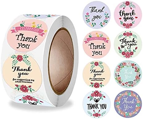 【RERERPTG】【Ready Stock】 500pcs Round Labels Flower Thank You Packaging Stickers for Candy Gift Box Bag