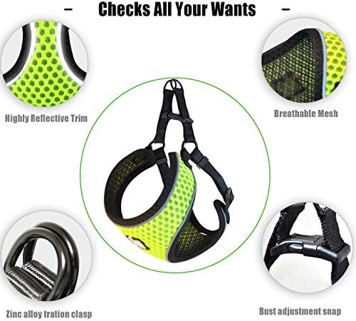 N/A Leisure Дишаща Air Mesh Vest Harness Step in Harness for Puppy Dog Cat Светлоотразителни Adjustable Easy Walk (Зелен,