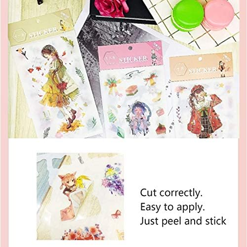 12 Листа Kawai Васи Хартиени Етикети Момичета Писмо Етикети за Момичета,iKammo Сладък Японски Дневник Списание Канцеларски