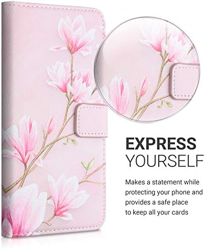 kwmobile Портфейла Case е Съвместим с Samsung Galaxy A42 5G - Калъф От изкуствена кожа - Magnolias Pink/White/Dusty Pink