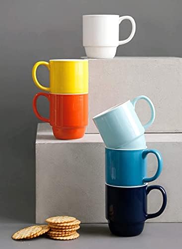 Sweese 604.002 Порцеланови чаши за 15 грама, пакет от 6, Многоцветни - Горещи разнообразни Цветове и Sweese 609.002 Штабелируемая