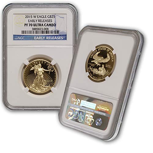 2015 W 1/2 oz Proof Gold, American Eagle PF-70 Ultra Cameo (ранни издания) от CoinFolio $25 PF70UCAM NGC