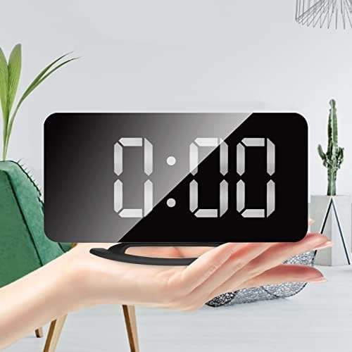 Digital alarm clock, Голям Дисплей с Огледално покритие Електрически Будилник, Двойни Портове USB Цифров Часовник с Функция за Повторение на 3 Нива на Яркост на Съвременните ?
