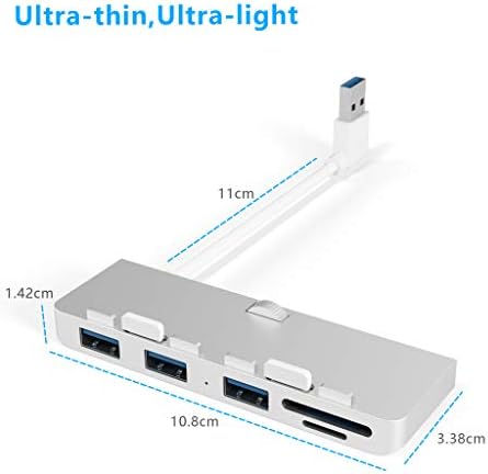 Cateck iMac Хъб Алуминиев USB hub Адаптер за Зарядно устройство с Micro SD и Micro SD Card Reader Combo и 3 порта USB