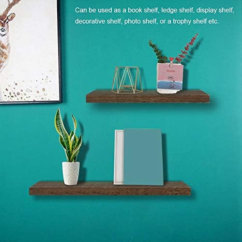 Tgoon Wood Wall Storage Shelves, Screw Embedded Installation Floating Shelves Paulownia with Bag of Accessories for Bathroom