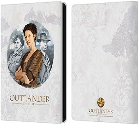 Head Case Designs Официално Лицензиран Outlander Claire & Jamie Portraits Кожена Книга Портфейл Калъф е Съвместим с Kindle
