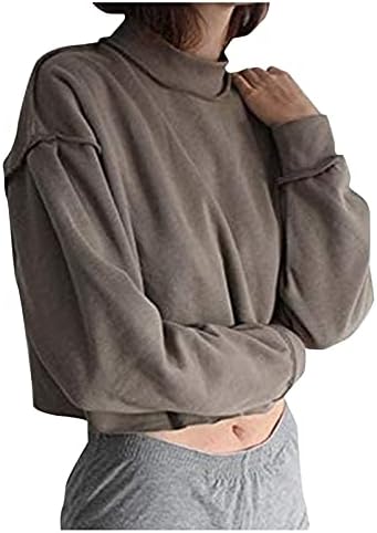 Плюс Размер Пуловер за Жени Мода Свободни Тениски С Дълъг Ръкав за Есента Crewneck Блуза, Пуловер