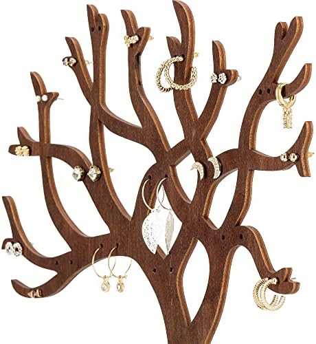 EngravisLT Jewelry Tree, Дървена Обица Дърво Практически Поставка за бижута, Уникална Поставка За Организатор на Бижута,