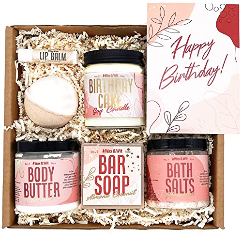 Рожден ден подаръци за Жени от Wax & Знам | Relaxing Gift Basket for Women Wife Sister Приятелка, Spa Birthday Set Box