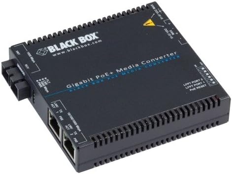 Black Box Network - LGC5211A - Black Box Gigabit PoE+ Media Converter, 10/100/1000BASE-T to 850-nm Multimode, SC, 550 m - 2x PoE+ (RJ-45) Порта - 1 x SC Пристанища - Multi-mode - Gigabit Ethernet -