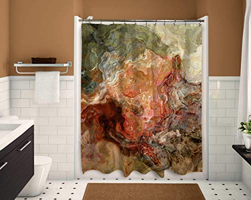 Модерна душ завеса за душа в ръждиво-кафяво и маслинено-зелен цвят, Firestarter