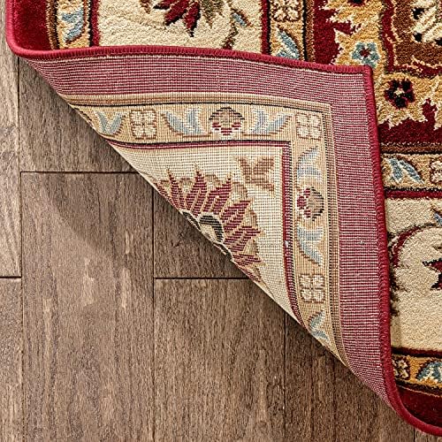 Султан Сарук Червен Ориенталски килим 11x15 ( 10'11 x 15' ) Персийски Цветя Традиционен Лесен за Почистване на Петно Избледнява