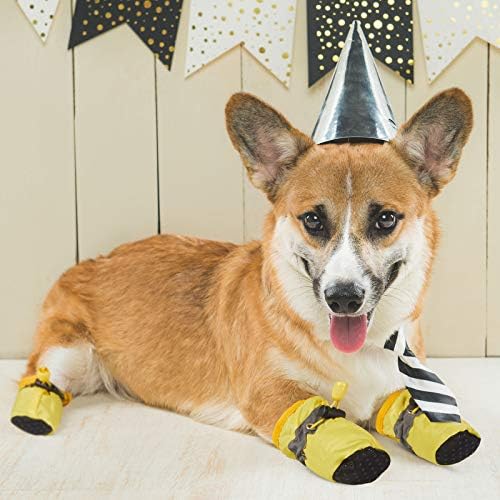 4 Комплекта-16 Бр. Обувки За Кучета за Защита на Лапите на Мини Чорапи За Кучета Непромокаеми Обувки за Кучета с Регулируем