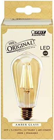 FEIT Electric ST19 E26 (Medium) LED Bulb Amber Soft White 60 Watt Equivalence – 4 опаковки