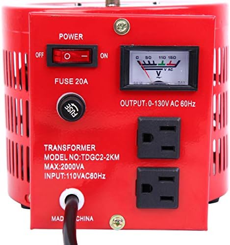 Yonntech Auto Transformer 2000W 20Amp AC Variable Voltage Regulator 2000VA 0-130V Output Autotransformer 110V