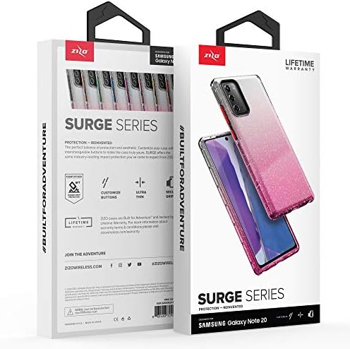 ZIZO Surge Series for Galaxy Note 20 Case - Sleek Pink Glitter Case Персонализируеми бутони - Розов Блясък