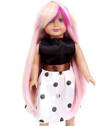 DSGYU Европейски и Американски Куклен Перука Дълга права Коса Розов цвят Смесен Цвят на Висока Коприна Перука Детски Косата