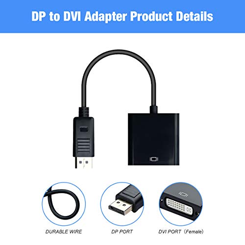 COVVY DisplayPort (DP) към DVI Кабел-адаптер Мъж към Жена Позлатен Кабел е Съвместим за Lenovo, Dell, HP и така нататък