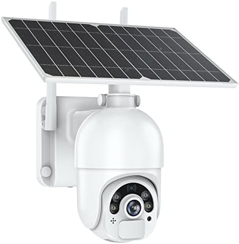 MPW Слънчеви Камери за сигурност На открито, 5dBi Безжична Антена, WiFi 360° Домашна PTZ Камера,1080P Цветно Нощно виждане