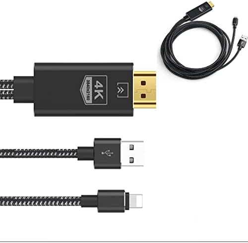 Светкавица към HDMI Кабел, Адаптер,Пфи Сертифициран 4K Lightning Digital AV Адаптер, HDTV Кабел за Синхронизация на Екрана