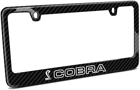 iPick Image for - Ford Mustang Cobra Outline Dual Logo Real Black Carbon Fiber License Plate Frame by,