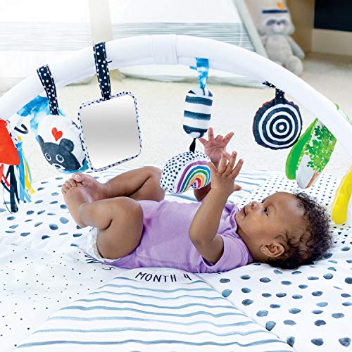 Sassy Stages STEM последното издание на развитието Play Gym, Sensory Корема Time Activity Play Mat w/Built-in Instructions, Ultra Plush & Machine Washable Playmat for Babies & Toddlers