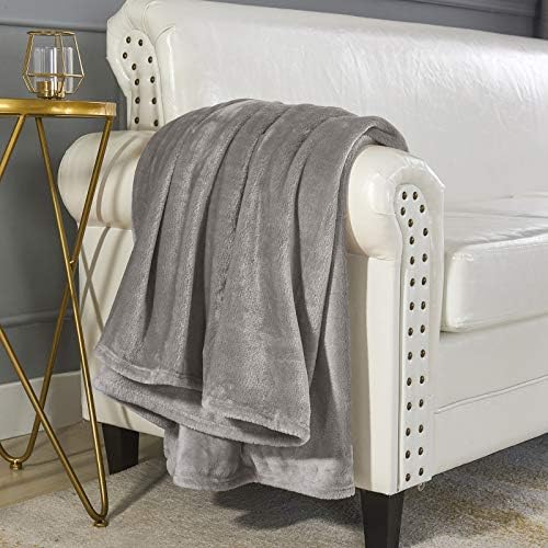 Ponvunory Flannel Fleece Plush Twin Size Bed Blanket(60x80, сив) - Супер Мек Топло Леко сивото Одеяло от микрофибър за стола, на дивана, на мека мебел, легла, къмпинг, за Пътуване