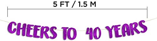 Стърлинг Джеймс Ко. Наздраве to 40 Years Purple Glitter Banner - 40th Anniversary and Birthday Party Decorations