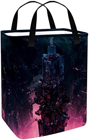 DJROW Възпрепятстват Science Fiction City Висок Сгъваема Кутия За Дрехи с Дръжки Сгъваема Кошница За Съхранение на Дрехи