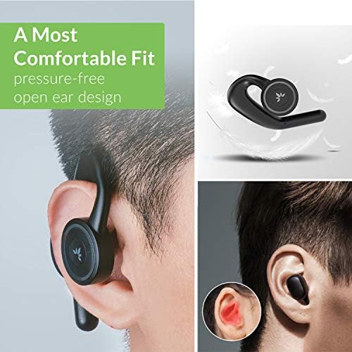 Avantree Open Ear Wireless Headphones, Bluetooth 5.0 накрайници за уши Outside Ear with Charging Dock, Слушайте вашето